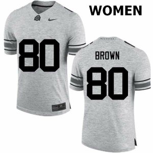 NCAA Ohio State Buckeyes Women's #80 Noah Brown Gray Nike Football College Jersey RZM7445LI